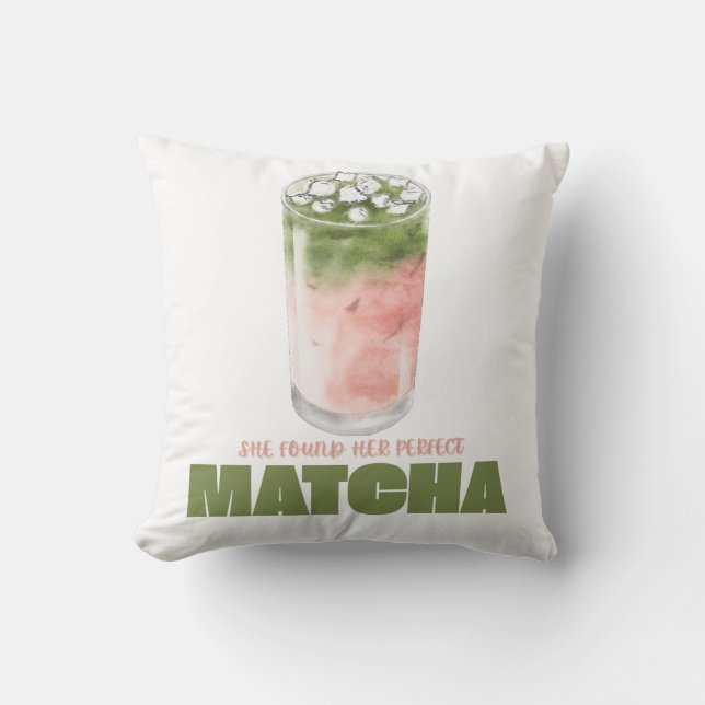She Found Her Perfect Matcha Design | Cute Matcha  Cushion (Front)
