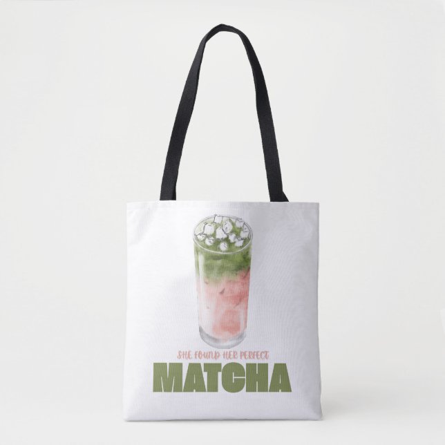 She Found Her Perfect Matcha Design | Cute Matcha  Tote Bag (Front)