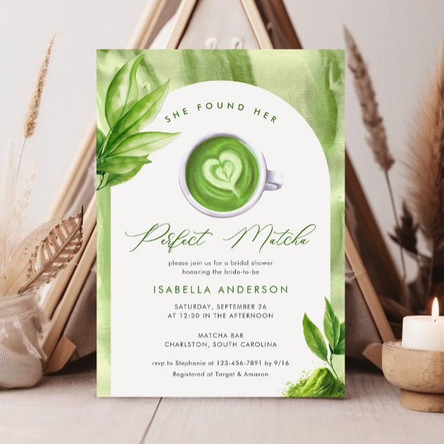 She Found Her Perfect Matcha Elegant Bridal Shower Invitation (Creator Uploaded)