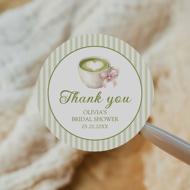 She Found Her Perfect Matcha Green Bridal Shower Classic Round Sticker (Creator Uploaded)