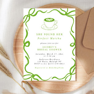 She Found Her Perfect Matcha Green Bridal Shower Invitation