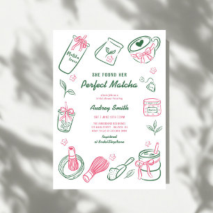 She Found Her Perfect Matcha Green Bridal Shower Invitation