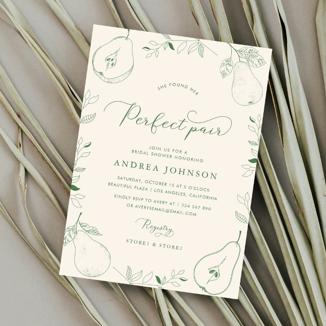 She Found Her Perfect Pair Pear Bridal Shower Invitation (Creator Uploaded)