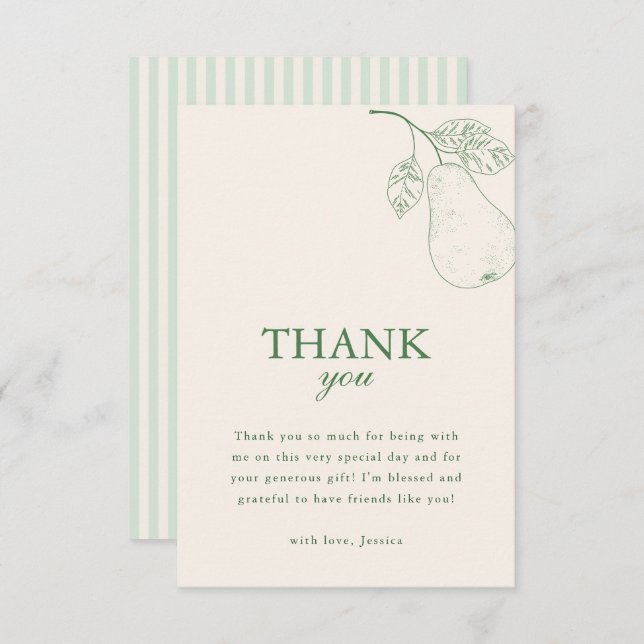 She Found Her Perfect Pear Bridal Shower Thank You Card (Front/Back)