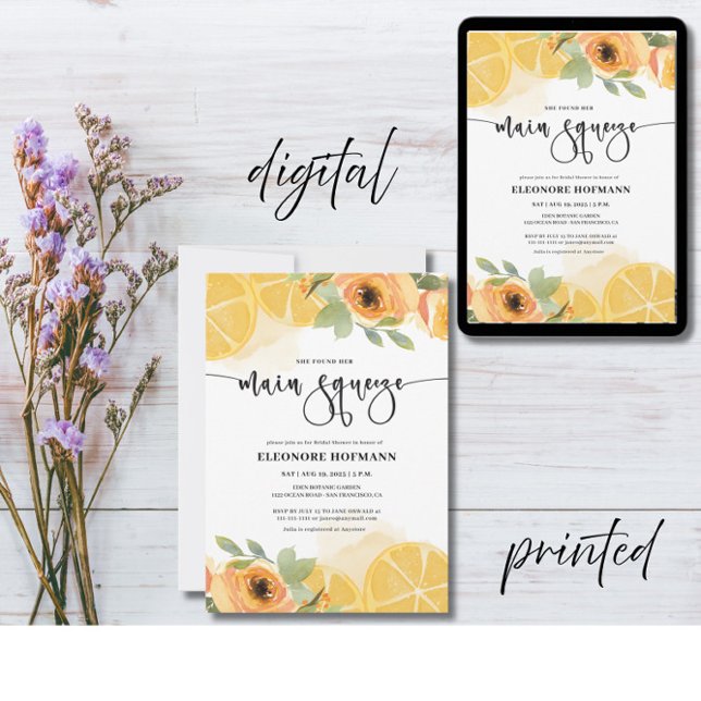 She found Main Squeeze Bridal Shower Invitation (Creator Uploaded)