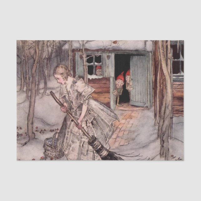 “She Found Ripe Strawberries” by Arthur Rackham Tissue Paper (Front)