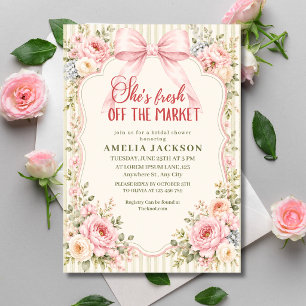 She Fresh Off the Market floral bridal shower Invitation