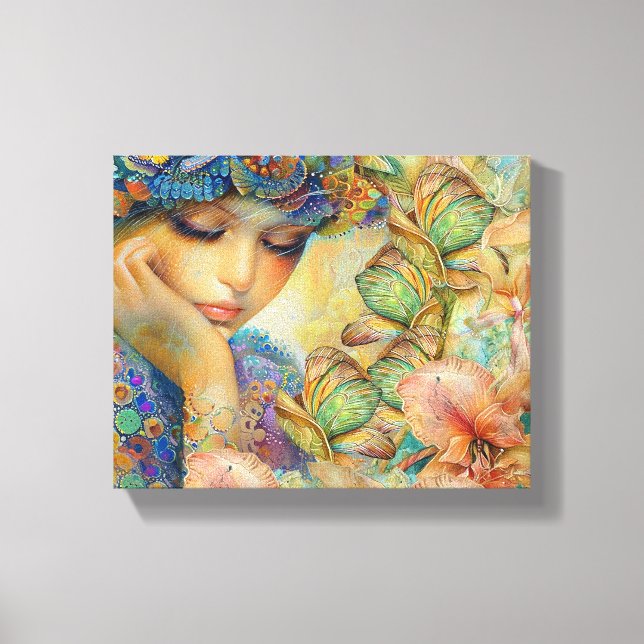 She Gets Lost Amongst Her Flowers Canvas Print (Front)