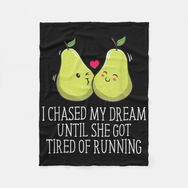 She Got Tired Running Wedding Proposal Groom Engag Fleece Blanket (Front)
