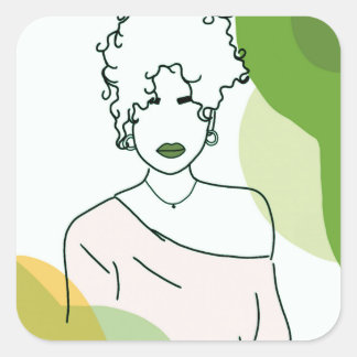 she - green square sticker