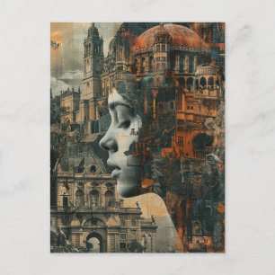 She Has The City on Her Mind Surreal Postcard