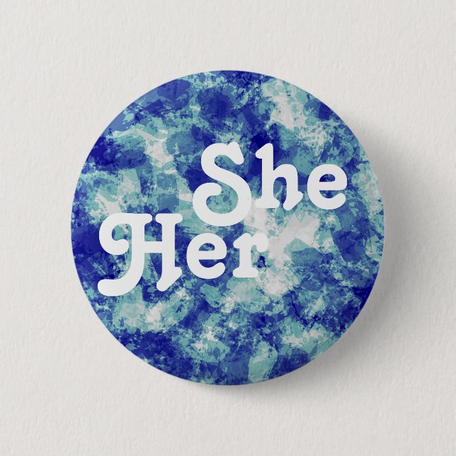 She/Her Customisable Pronoun Button (Front)