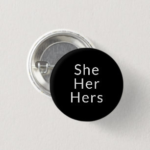 She, Her, Hers Pronouns Lgbtq Lgbt Pride Black 3 Cm Round Badge