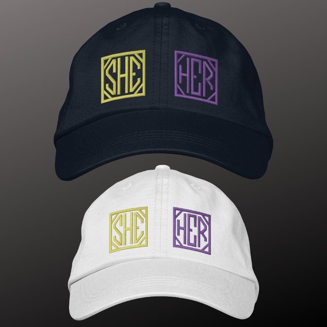 She Her pronouns gender Embroidered Hat (Creator Uploaded)