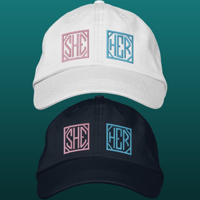 She Her pronouns gender Embroidered Hat (Creator Uploaded)
