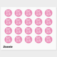 SHE / HER Pronouns Pink Handlettering Set of