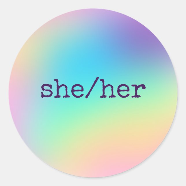 She/Her Pronouns Prismatic Rainbow Stickers (Front)