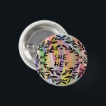 SHE HER PRONOUNS Roses Vines Botanical CUSTOM 3 Cm Round Badge<br><div class="desc">Decorate your outfit with this cool art button. You can customise it with your pronouns or add your own text too. Colourful background colours. Check my shop for lots more colours and patterns of all kinds! Let me know if you'd like something custom too.</div>