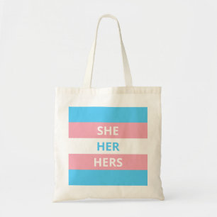 She/Her Pronouns Transgender Flag Budget Tote Bag