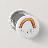 SHE/HER Pronouns Watercolor Rainbow