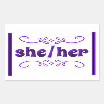 She Her Pronouns with Purple Doodles
