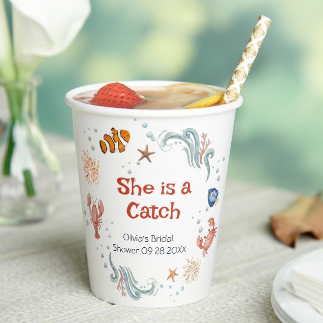 She Is a Catch I Nautical Bridal Shower Paper Cups (Creator Uploaded)