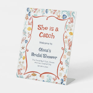 She Is a Catch Nautical Bridal Shower Welcome Pedestal Sign