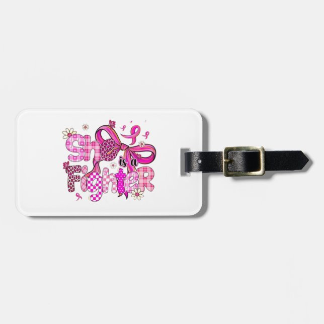 💪🎀 She is a Fighter 💖🌸 Luggage Tag (Front Horizontal)