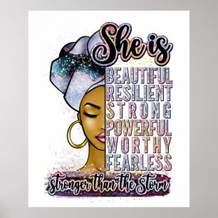 She Is Beautiful Resilient Black Woman Melanin Sis Poster