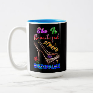 She Is Beautiful Strong Unstoppable Two-Tone Coffee Mug