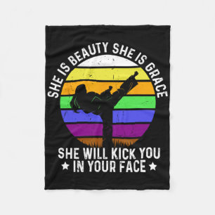 She Is Beauty She Is Grace She Will Kick You Karat Fleece Blanket