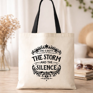 She Is Both The Storm and The Silence Vintage Tote Bag