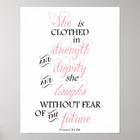 She is Clothed in Strength Breast Cancer Poster