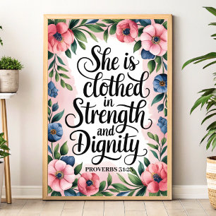 She Is Clothed in Strength – Christian Wall Art