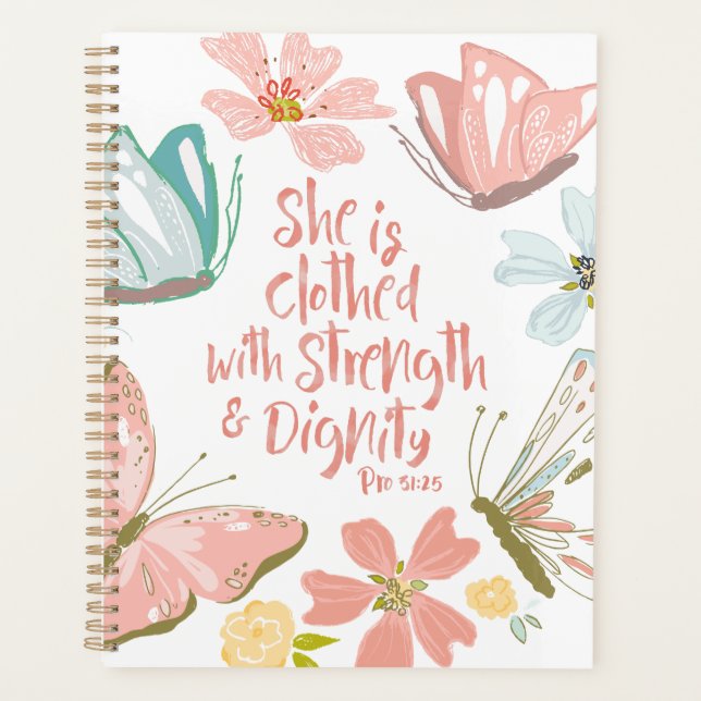 She is Clothed with Strength and Dignity Proverbs Planner (Front)