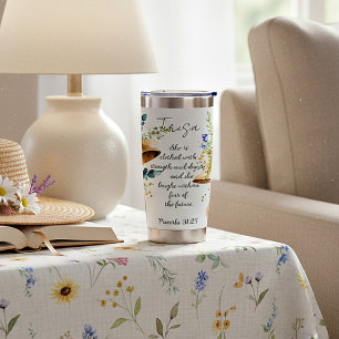 She is clothed with strength personalised insulated tumbler