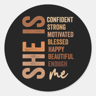 She Is Confident Strong Motivated Black History Mo Classic Round Sticker