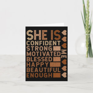 She Is Confident Strong Motivated Happy Beautiful Card