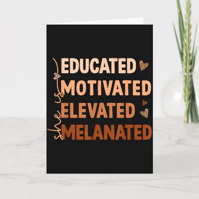She Is Educated Motivated Black History Month Girl Card (Front)