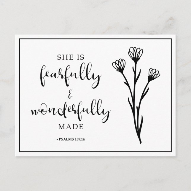 She is fearfully & wonderfully made Psalms quote Postcard (Front)