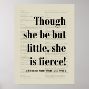 She is Fierce Midsummer Nights Shakespeare Quote Poster