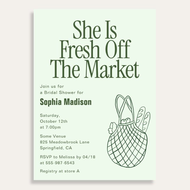 She Is Fresh Off Retro Bridal Shower Invitation (Creator Uploaded)