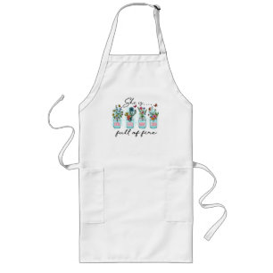 She Is Full of Fire – Vibrant Floral Empowerment Long Apron