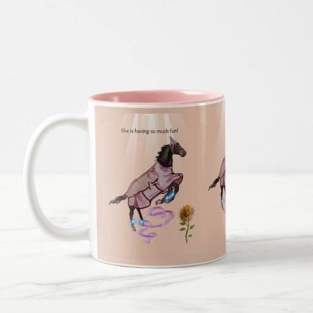 She is having so much fun! Two-Tone coffee mug (Left)