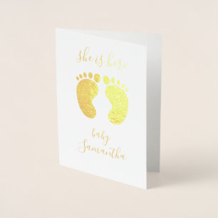 She is here Personalised Name Foil Card