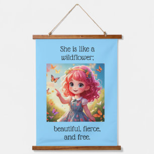 She is like a wildflower; WILDFLOWER QUOTE Hanging Tapestry