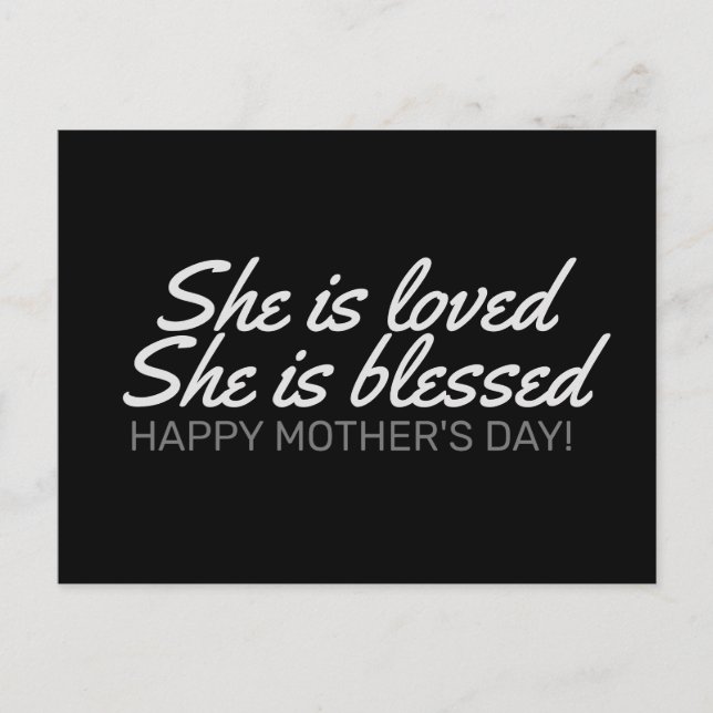 She is Loved She is Blessed Happy Mother's Day Postcard (Front)
