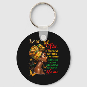 She Is Me Strong Educated Blessed Juneteenth Women Key Ring