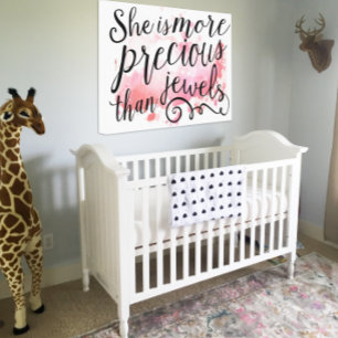 She is More Precious than Jewels Pink Abstract Canvas Print