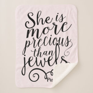 She is More Precious Than Jewels Proverbs 3:15 Sherpa Blanket